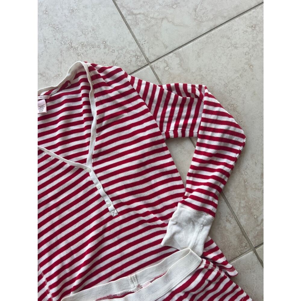 NWT Victoria's Secret Fireside Henley Pajama Short Set Ribbed Red White Small - Picture 6 of 12